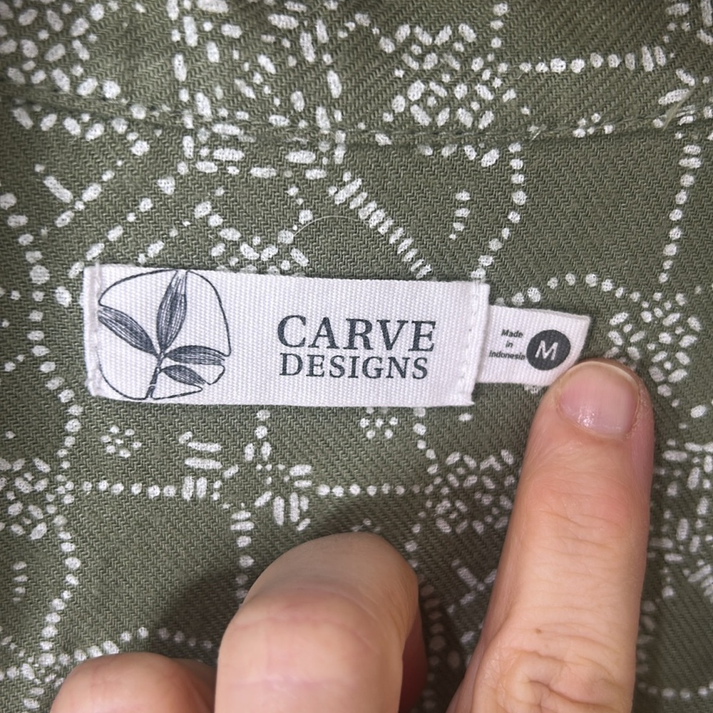 CARVE DESIGNS Sawyer Twill Shirt Olive Bandana Green Size Medium - Picture 6 of 16